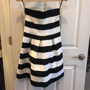 White and Black striped tube top dress